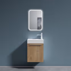 Sogood Petit Meuble Sous Vasque Marron clair et Vasque 46cm Ensemble de 2 Pièces de Meuble de Salle de Bain Design Pisa