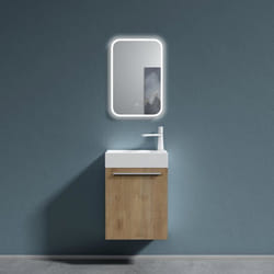 Sogood Petit Meuble Sous Vasque Marron clair et Vasque 46cm Ensemble de 2 Pièces de Meuble de Salle de Bain Design Pisa