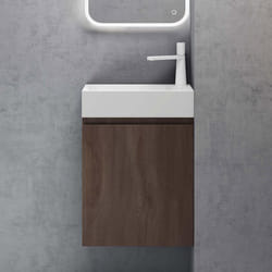 Sogood Petit Meuble Sous Vasque Chêne et Vasque 46cm Ensemble de 2 Pièces de Meuble de Salle de Bain Design Pisa02
