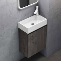 Sogood Petit Meuble Sous Vasque Gris-brun et Vasque 46cm Ensemble de 2 Pièces de Meuble de Salle de Bain Design Pisa02
