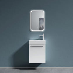 Sogood Petit Meuble Sous Vasque Blanc mat et Vasque 46cm Ensemble de 2 Pièces de Meuble de Salle de Bain Design Pisa