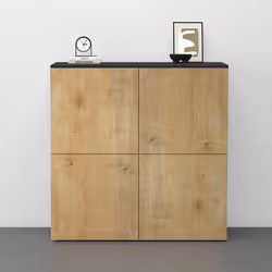 Sogood Buffet Commode 100 cm Meuble de Rangement Gris Noir Mat et Chêne Clair Placard Salon Salle à Manger 4 Portes Schrank04