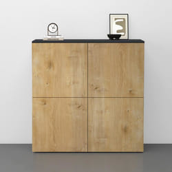Sogood Buffet Commode 100 cm Meuble de Rangement Gris Noir Mat et Chêne Clair Placard Salon Salle à Manger 4 Portes Schrank04