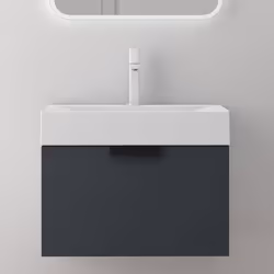 Sogood Meuble de Salle de Bain Suspendu 60x48x45cm Gris Noir Mat Ensemble de 2 Pièces Meuble avec Lavabo Design Lonato