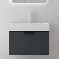 Sogood Meuble de Salle de Bain Suspendu 60x48x45cm Gris Noir Mat Ensemble de 2 Pièces Meuble avec Lavabo Design Lonato