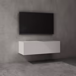 Sogood Meuble TV Bas 100 cm Armoire TV Blanc Mat Table de Télévision Salon avec 2 Portes Meuble TV Suspendu MBTV02