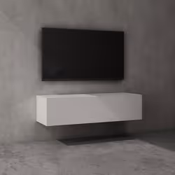 Sogood Meuble TV Bas 120 cm Armoire TV Blanc Mat Table de Télévision Salon avec 2 Portes Meuble TV Suspendu MBTV02