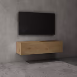 Sogood Meuble TV Bas 120 cm Armoire TV Marron Clair Table de Télévision Salon avec 2 Portes Meuble TV Suspendu MBTV02