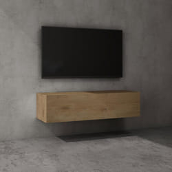 Sogood Meuble TV Bas 120 cm Armoire TV Marron Clair Table de Télévision Salon avec 2 Portes Meuble TV Suspendu MBTV02