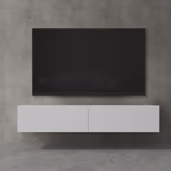 Sogood Meuble TV Bas 160 cm Armoire TV Blanc Mat Table de Télévision Salon avec 2 Portes Meuble TV Suspendu MBTV02
