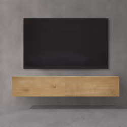 Sogood Meuble TV Bas 160 cm Armoire TV Blanc Mat + Marron Clair Table de Télévision Salon avec 2 Portes Meuble TV Suspendu MB ...