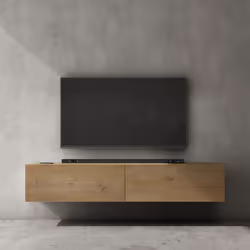 Sogood Meuble TV Bas 160 cm Armoire TV Marron Clair Table de Télévision Salon avec 2 Portes Meuble TV Suspendu MBTV02