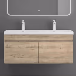 Sogood Meuble de Salle de Bain Chêne Clair Ensemble de 2 Pièces Meuble avec Lavabo 120cm Design Botanica avec 2 Grands Tiroir ...