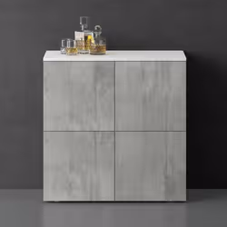 Sogood Buffet Commode 76 cm Meuble de Rangement Blanc Mat et Béton Placard Salon Salle à Manger 4 Portes Schrank04