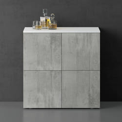 Sogood Buffet Commode 76 cm Meuble de Rangement Blanc Mat et Béton Placard Salon Salle à Manger 4 Portes Schrank04