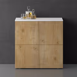Sogood Buffet Commode 76 cm Meuble de Rangement Blanc Mat et Chêne Clair Placard Salon Salle à Manger 4 Portes Schrank04