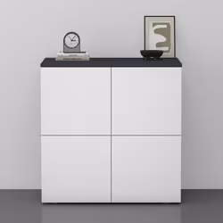 Sogood Buffet Commode 76 cm Meuble de Rangement Gris Noir Mat et Blanc Mat Placard Salon Salle à Manger 4 Portes Schrank04