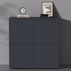 Sogood Buffet Commode 76 cm Meuble de Rangement Gris Noir Mat Placard Salon Salle à Manger 4 Portes Schrank04