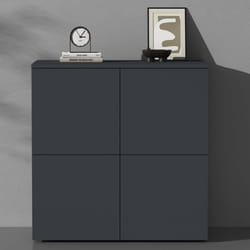 Sogood Buffet Commode 76 cm Meuble de Rangement Gris Noir Mat Placard Salon Salle à Manger 4 Portes Schrank04