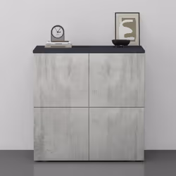 Sogood Buffet Commode 76 cm Meuble de Rangement Gris Noir Mat et Béton Placard Salon Salle à Manger 4 Portes Schrank04