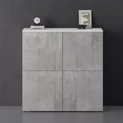 Sogood Buffet Commode 100 cm Meuble de Rangement Blanc Mat et Béton Placard Salon Salle à Manger 4 Portes Schrank04