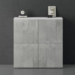 Sogood Buffet Commode 100 cm Meuble de Rangement Blanc Mat et Béton Placard Salon Salle à Manger 4 Portes Schrank04