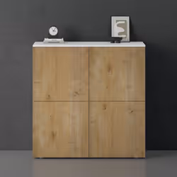 Sogood Buffet Commode 100 cm Meuble de Rangement Blanc Mat et Chêne Clair Placard Salon Salle à Manger 4 Portes Schrank04