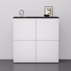 Sogood Buffet Commode 100 cm Meuble de Rangement Gris Noir Mat et Blanc Mat Placard Salon Salle à Manger 4 Portes Schrank04