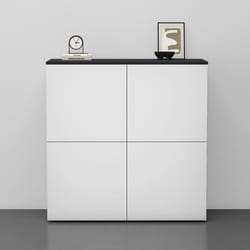 Sogood Buffet Commode 100 cm Meuble de Rangement Gris Noir Mat et Blanc Mat Placard Salon Salle à Manger 4 Portes Schrank04