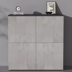 Sogood Buffet Commode 100 cm Meuble de Rangement Gris Noir Mat et Béton Placard Salon Salle à Manger 4 Portes Schrank04