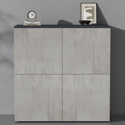 Sogood Buffet Commode 100 cm Meuble de Rangement Gris Noir Mat et Béton Placard Salon Salle à Manger 4 Portes Schrank04