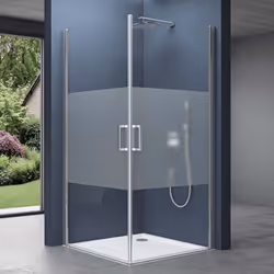 Double portes de douche autolevante et pivotante vers les deux sens Pare douche avec bande opaque design Ravenna24MS Cabine d ...