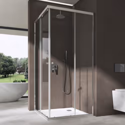 Cabine de douche design Ravenna16K-Plus avec portes coulissantes | receveur de douche compris | revêtement NANO anti-calaire  ...