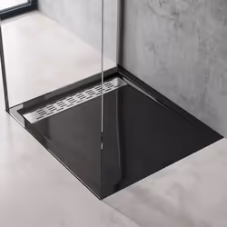 Sogood Receveur de Douche Noir Bac à Douche Extra Plat Rectangulaire en Acrylique 80x90x5cm Design Xetro04
