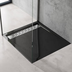 Sogood Receveur de Douche Noir Bac à Douche Extra Plat Rectangulaire en Acrylique 80x90x5cm Design Xetro04