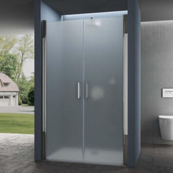 Doporro Double portes de douche à l'italienne opaque 130x195cm montage réversible parois autolevantes pivotantes Teramo24VS avec traitement nano