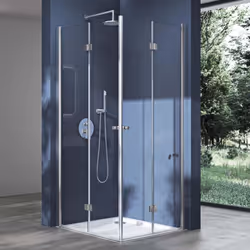 Cabine de douche design doporro Ravenna26 avec deux volets pliants et pivotant à 180 degrés Cabine de douche pliable sans rec ...