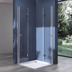 Sogood Cabine de douche pliable 75x120 porte de douche pliante design Ravenna26K en verre transparent avec receveur de douche