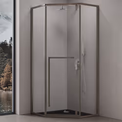 Sogood® Cabine de douche pentagonale en verre transparent ESG Nano anti-calcaire avec bac à douche Ravenna68K 90x90x200