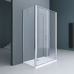 • Mesures des elements de cote: 90cm | Porte de devant: 120cm | Hauteur : 195cm | verre transparent • Avec bac a douche • Ver ...