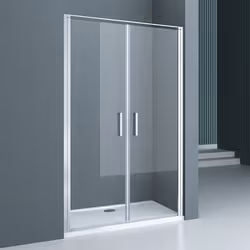 Sogood Porte de Douche Pivotante 120x195 pour Niche Paroi de Douche Transparente Verre de 8mm avec Revêtement Anti-calaire