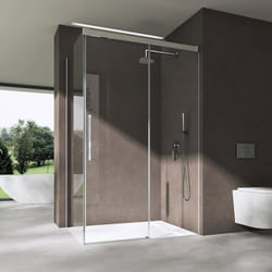 Sogood cabine de douche en angle paroi de douche avec porte coulissante 90x130cm verre transparent de 6mm RAV12
