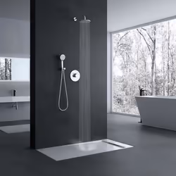 Colonne de douche encastré Sogood système de douche avec mitigeur douchette à mains pomme haute ronde 20cm