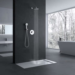 Colonne de douche encastré Sogood système de douche avec mitigeur douchette à mains pomme haute ronde 20cm