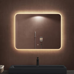 Doporro Miroir de salle de bains lumineux glace avec éclairage led luz et interrupteur tactile 90x70 cm
