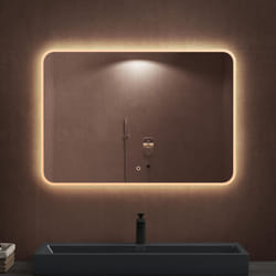 Doporro Miroir de salle de bains lumineux glace avec éclairage led luz et interrupteur tactile 100x70 cm