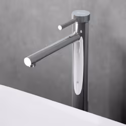 Robinet de salle de bains design chromé Un mitiguer exceptionnel qui attire les regards Idéal pour un montage derièrre une va ...