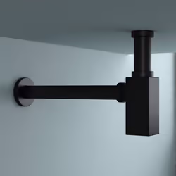 Siphon de lavabo design noir en laiton - SO GOOD - S06B - Norme DIN - Plage de réglage jusquà 10cm