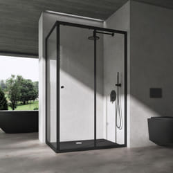 doporro Cabine de Douche Profilés Noir Verre de Sécurité Transparent 6mm avec Revêtement NANO 80x120x190cm Montage Réversible Ravenna16L K