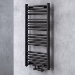 Sogood radiateur de salle de bain sèche-serviette 100x50cm radiateur tubulaire vertical chauffage à eau chaude noir-gris